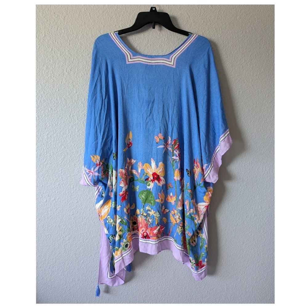 ❌SOLD❌.                    NWT Vince Camuto Floral Blue Purple Kimono Open Front - Picture 4 of 10